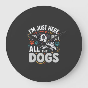 Grande Horloge Ronde Chiens Drôles Amoureux Des Animaux Vector