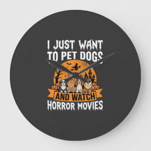Grande Horloge Ronde Chiens drôles d'Halloween vecteur de films d'horre