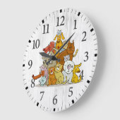 Grande Horloge Ronde Chiens et chats mignons (Angle)