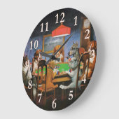 Grande Horloge Ronde Chiens jouant au poker par C.M. Coolidge (Angle)