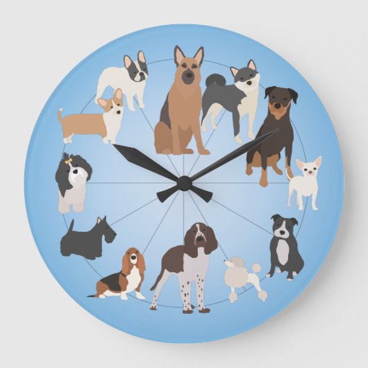 Grande Horloge Ronde Chiens mignons (Recto)