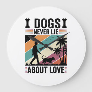 Grande Horloge Ronde Chiens ne mentent jamais sur l'amour Vintage prome