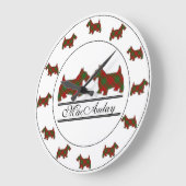 Grande Horloge Ronde Chiens Scottish Clan MacAulay Tartan Plaid Scottie (Angle)