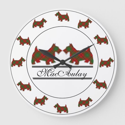 Grande Horloge Ronde Chiens Scottish Clan MacAulay Tartan Plaid Scottie (Recto)