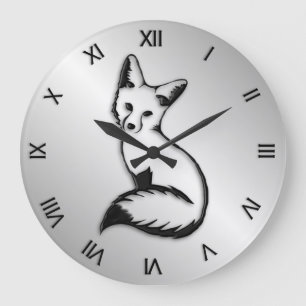 Grande Horloge Ronde Chiffre romain renard argenté