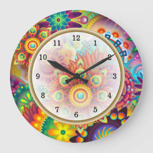 Grande Horloge Ronde Chiffres arabes de couleurs audacieuses lumineuses