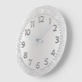 Grande Horloge Ronde Chiffres gris argent Parties scintillant chiffres  (Angle)