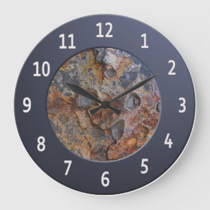 Grande Horloge Ronde CHIFFRES Métaliques Cool Sedementary Rock
