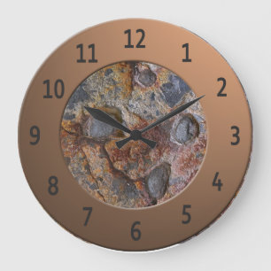 Grande Horloge Ronde CHIFFRES Métaliques Cool Sedementary Rock