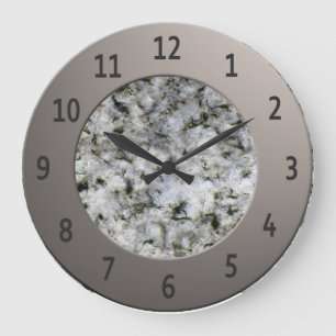 Grande Horloge Ronde CHIFFRES Métaliques MINUSCULES EN Granit Blanc