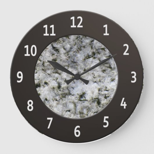 Grande Horloge Ronde Chiffres métalliques brillants de Granite Blanc Ce (Recto)