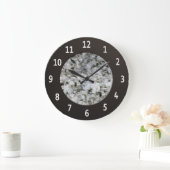 Grande Horloge Ronde Chiffres métalliques brillants de Granite Blanc Ce (Maison)