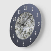 Grande Horloge Ronde Chiffres métalliques brillants de Granite Blanc Ce (Angle)