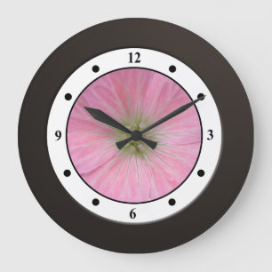 Grande Horloge Ronde Chiffres modernes de fleur rose florale de jardin