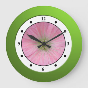 Grande Horloge Ronde Chiffres modernes de Jardin rose fleuri coloré