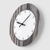 Grande Horloge Ronde Chiffres patinés de gris de bois (Angle)