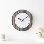 Grande Horloge Ronde Chiffres patinés de gris de bois (Maison)