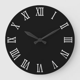 Grande Horloge Ronde Chiffres romains gras noir et blanc