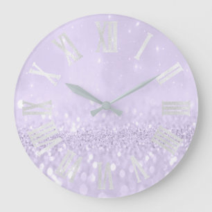 Grande Horloge Ronde Chiffres romains gris de la Parties scintillant vi