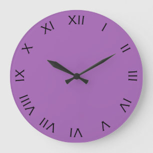 Grande Horloge Ronde Chiffres romains noirs sur wccnt violet
