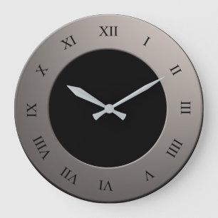 Grande Horloge Ronde Chiffres romains sur un cadre d'argent de n'import