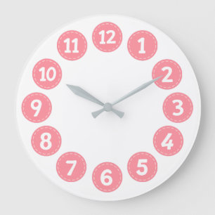 Grande Horloge Ronde Chiffres roses mignons