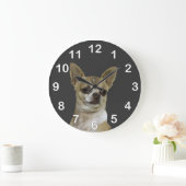 Grande Horloge Ronde Chihuahua avec une attitude (Maison)