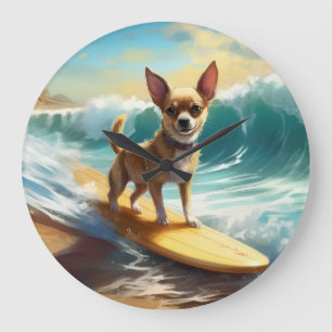 Grande Horloge Ronde Chihuahua Beach Surf Peinture
