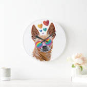 Grande Horloge Ronde Chihuahua Chien avec Coeurs Saint Valentin (Maison)