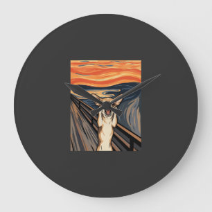 Grande Horloge Ronde Chihuahua Cri Expressionniste Art Chien_1