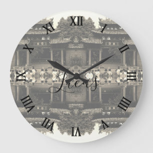 Grande Horloge Ronde Chine Ancienne Canton Foshan temple ancestral Gran