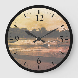 Grande Horloge Ronde Chine vintage Guilin Cormorant Pêcheur Grand Clo