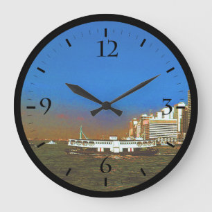 Grande Horloge Ronde Chine vintage Hong Kong gratte-ciel ​ ​ mer