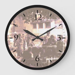 Grande Horloge Ronde Chine vintage Yangshuo marché toile Imprimer