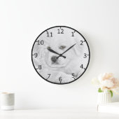 Grande Horloge Ronde Chiot blanc mignon (Maison)