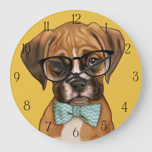 Grande Horloge Ronde Chiot de boîte Hipster (Recto)