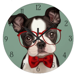 Grande Horloge Ronde Chiot de boîte Hipster