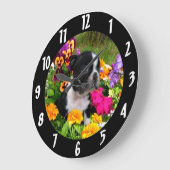 Grande Horloge Ronde Chiot de Boston Terrier (Angle)