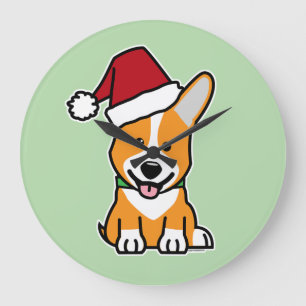 Grande Horloge Ronde chiot de chien Corgi Pembroke gallois chapeau de N