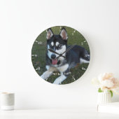 Grande Horloge Ronde Chiot de Sibérie Husky (Maison)