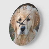 Grande Horloge Ronde Chiot Golden Retriever (Angle)