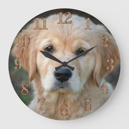Grande Horloge Ronde Chiot Golden Retriever (Recto)