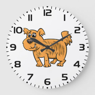 Grande Horloge Ronde Chiot orange hirsute