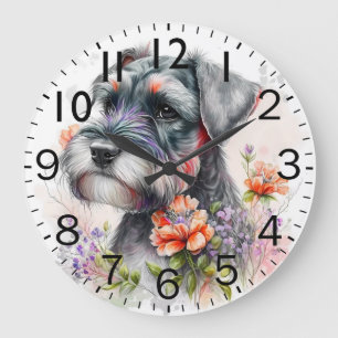 Grande Horloge Ronde Chiot Schnauzer adorable