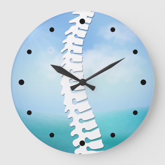 Grande Horloge Ronde Chiropratique Latéral Logo de la colonne vertébral (Recto)