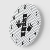 Grande Horloge Ronde Chiropratique Mains et Logo de la colonne vertébra (Angle)