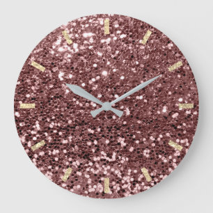 Grande Horloge Ronde Chocolat Brown Parties scintillant étincelante Fau