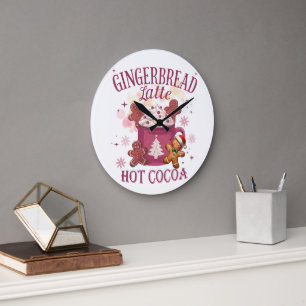 Grande Horloge Ronde Chocolat chaud au latte pain d'épice Noël