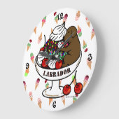 Grande Horloge Ronde Chocolat Labrador & Glace Cream Sundae (Angle)