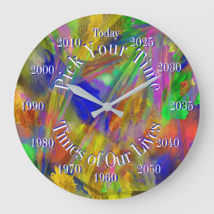 Grande Horloge Ronde Choisissez votre année Couleurs sous verre Abstrai